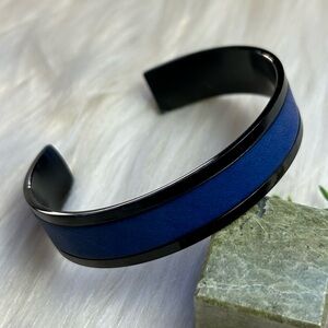 Blue line always and forever cuff bracelet